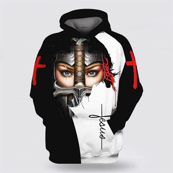 A Man Of Faith A Warrior Of Christ Camo Knight Christian Jesus All Over Print 3D Hoodie – Gifts For Christians