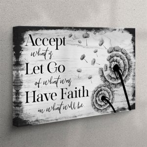 Accept Let Go Have Faith Canvas Wall Art – Dandelion – Christian Wall Art Canvas