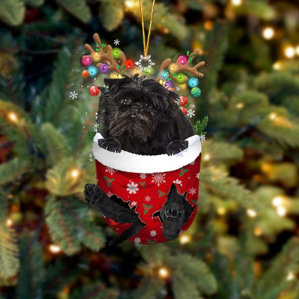 Affenpinscher In Snow Pocket Christmas Ornament – Flat Acrylic Dog Ornament – Christmas Decor