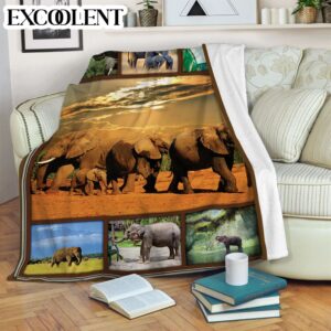 African Elephant Fleece Throw Blanket – Soft…