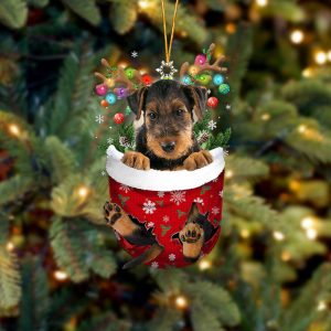 Airedale Terrier In Snow Pocket Christmas Ornament…