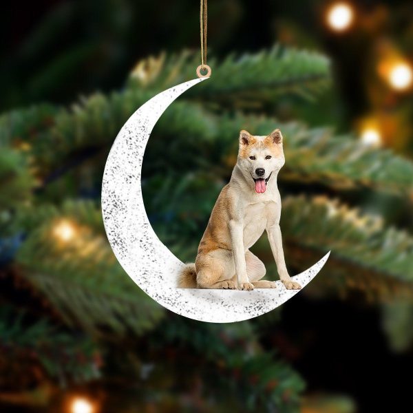 Akita Inu-Sit On The Moon-Two Sided Christmas Plastic Hanging Ornament – Funny Ornament