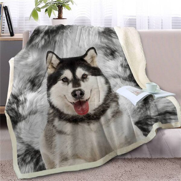 Alaskan Malamute Cute Face  Fleece Throw Blanket – Sherpa Fleece Blanket – Gifts For Dog Lover
