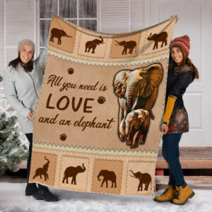 All You Need Is Love And An Elephant Fleece Throw Blanket - Soft And Cozy Blanket - Best Weighted Blanket For Adults