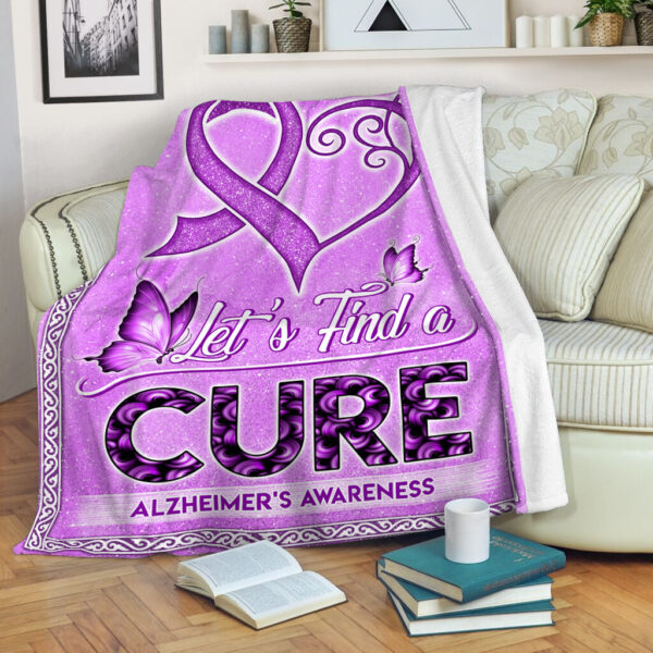 Alzheimer’s Awareness Find A Cure Throws Fleece Throw Blanket – Sherpa Fleece Blanket – Weighted Blanket To Sleep