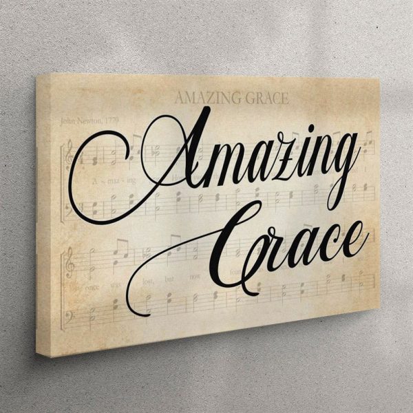 Amazing Grace Wall Art – Sheet Music Amazing Grace Farmhouse Canvas Print – Christian Wall Art Canvas
