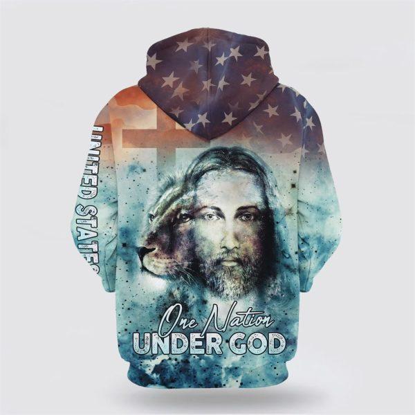 America One Nation Under God Jesus Christ Lion Of Judah American Flag All Over Print 3D Hoodie – Gifts For Christians