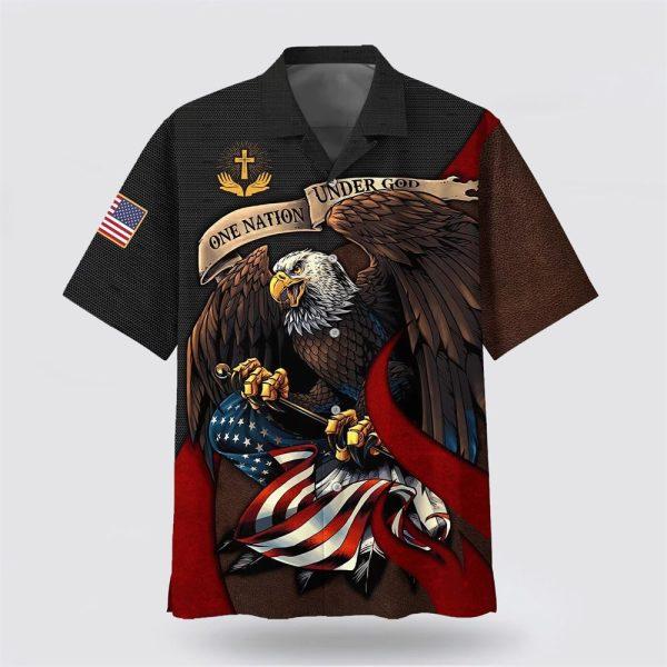 American Bald Eagle Flag Usa One Nation Under God Hawaiian Shirts – Gifts For Christians