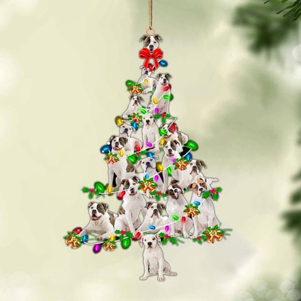 American Bulldog-Christmas Tree Lights-Two Sided Christmas Plastic Hanging Ornament