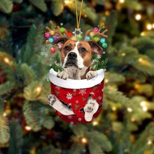 American Bulldog In Snow Pocket Christmas Ornament…