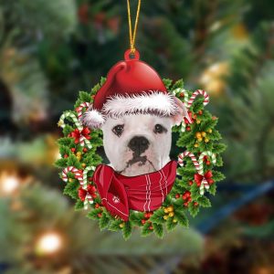 American Bulldog Xmas Bandana Hanging Christmas Plastic…