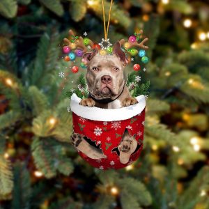 American Bully In Snow Pocket Christmas Ornament…