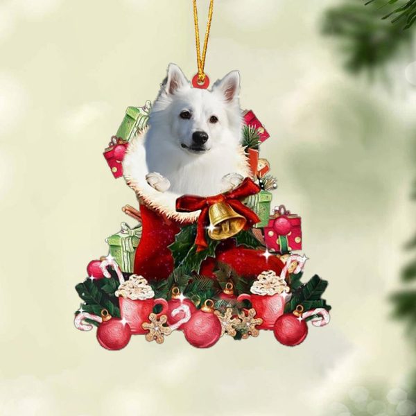 American Eskimo-Red Boot Hanging Christmas Plastic Hanging Ornament – Christmas Decor