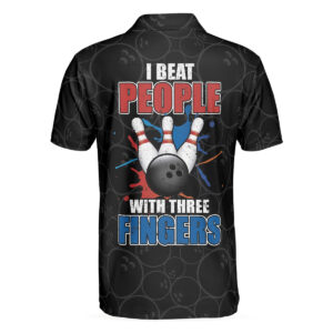 American Flag I Beat People With Three Fingers Bowling Polo Shirt - Bowling Men Polo Shirt - Gifts To Get For Your Dad - Father's Day Shirt