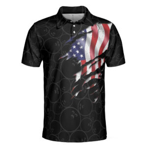 American Flag I Beat People With Three Fingers Bowling Polo Shirt - Bowling Men Polo Shirt - Gifts To Get For Your Dad - Father's Day Shirt