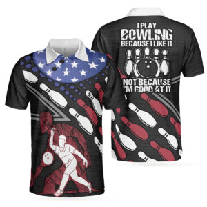 American Flag I Play Bowling Polo Shirt…
