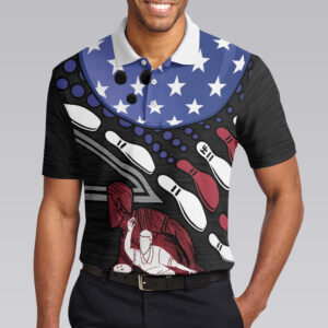 American Flag I Play Bowling Polo Shirt - Bowling Men Polo Shirt - Gifts To Get For Your Dad - Father's Day Shirt