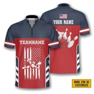 American Flag Red Navy Bowling Personalized Names And Team Jersey Shirt Gift For Bowling Enthusiasts 2 x7tpqw.jpg