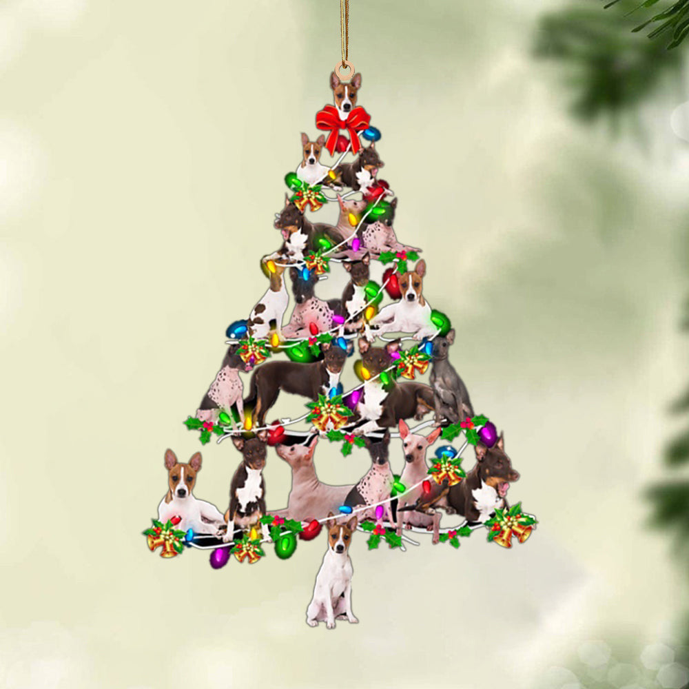 American Hairless Terrier-Christmas Tree Lights-Two Sided Christmas Plastic Hanging Ornament