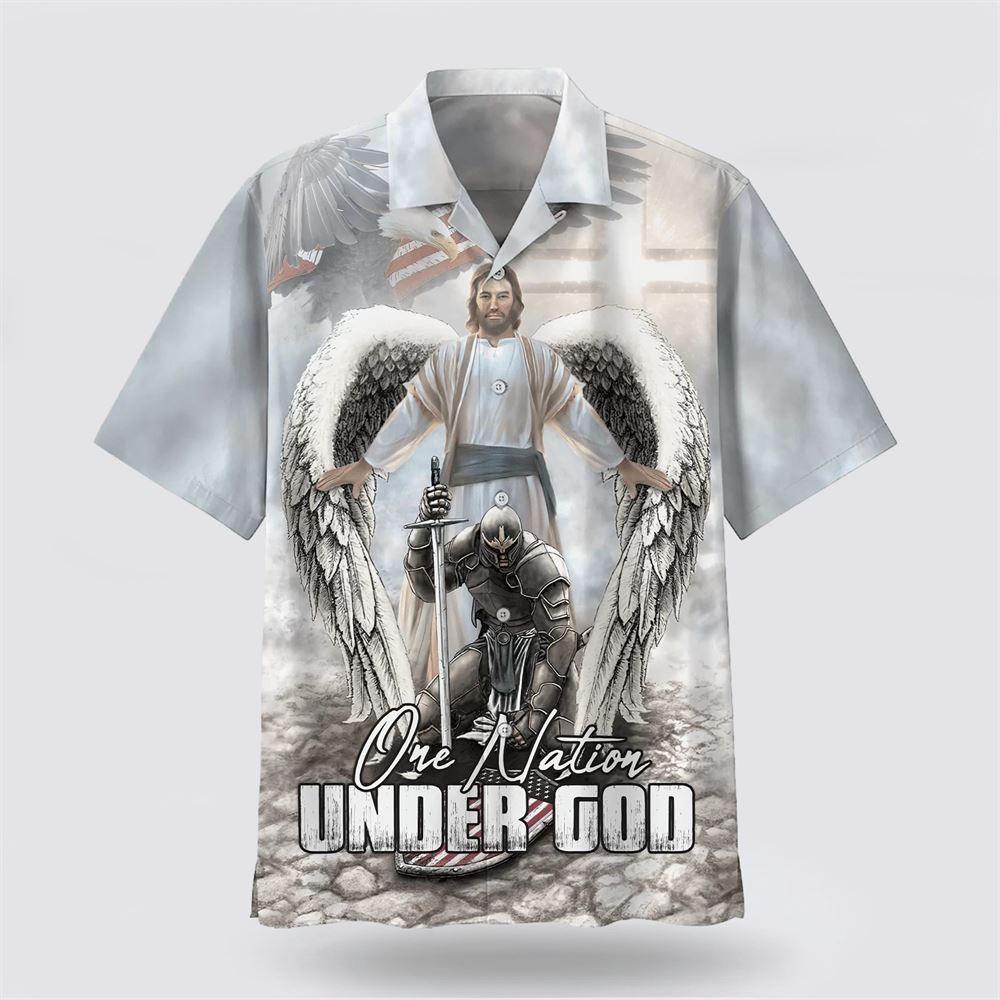 American Warrior Knee Before God One Nation Under God Hawaiian Shirts – Gifts For Christians