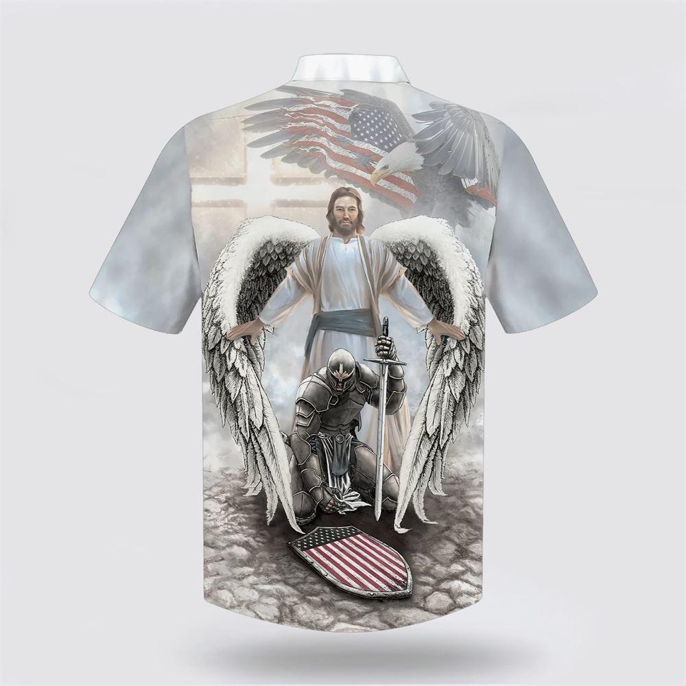 American Warrior Knee Before God One Nation Under God Hawaiian Shirts – Gifts For Christians
