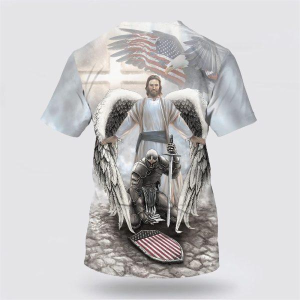 American Warrior Knee Before God Shirts One Nation Under God All Over Print All Over Print 3D T Shirt – Gifts For Christians