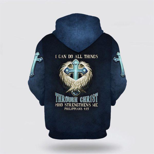 Angel Wing And Cross All Over Print 3D Hoodie I Can Do All Things Through Christ All Over Print 3D Hoodie – Gifts For Christians