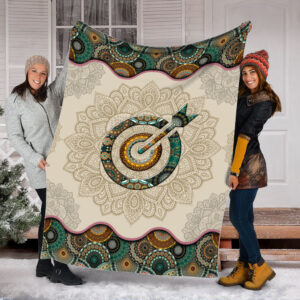 Archery Vintage Mandala Fleece Throw Blanket - Sherpa Fleece Blanket - Soft Lightweight Blanket