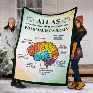 Atlas Of A Pharmacist's Brain Fleece Throw Blanket - Soft Throw Blanket - Best Blanket For All Seasons
