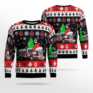 Aura Volunteer Fire Company No. 1, Monroeville, NJ Christmas AOP Ugly Sweater – Gifts For Firefighters In Monroeville, NJ