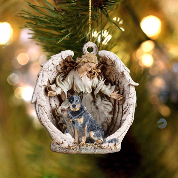 Australian Cattle-Angel Hug Winter Love Two Sided Christmas Plastic Hanging Ornament