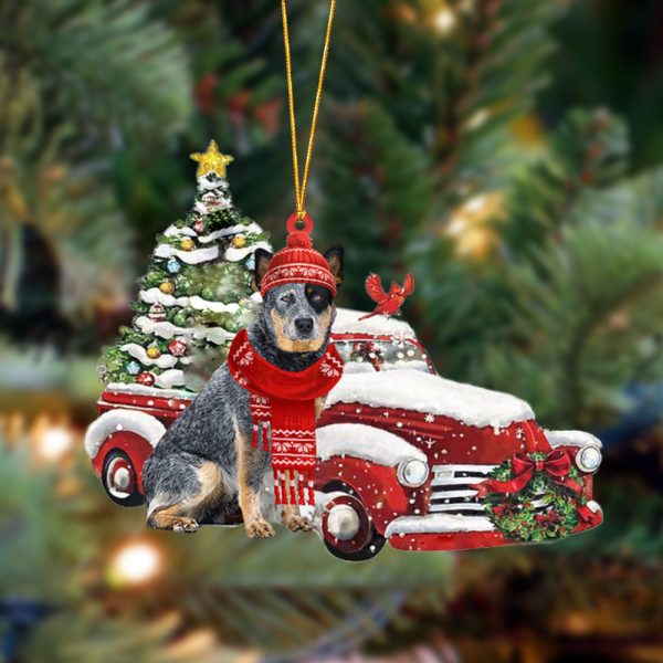 Australian Cattle-Christmas Car Two Sided Christmas Plastic Hanging Ornament – Dog Memorial Gift