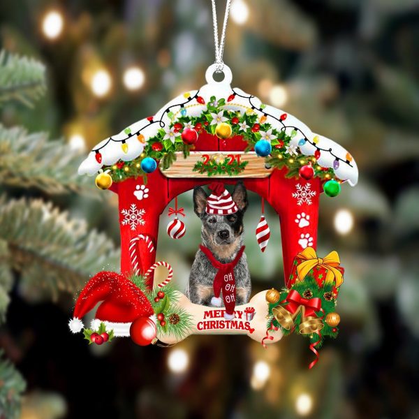 Australian Cattle Dog-Christmas House Two Sided Christmas Plastic Hanging Ornament