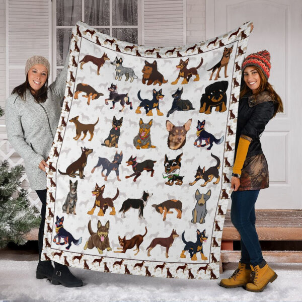 Australian Kelpie Fleece Throw Blanket – Sherpa Fleece Blanket – Gifts For Dog Lover