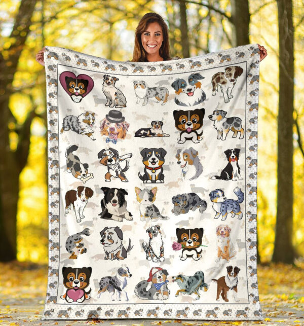 Australian Shepherd Cute Fleece Throw Blanket – Sherpa Fleece Blanket – Gifts For Dog Lover