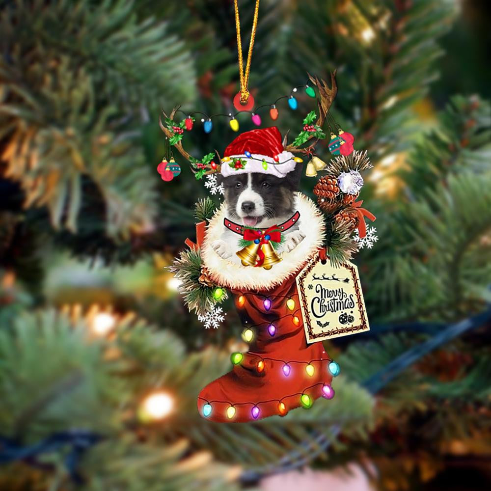 Australian Shepherd Xmas Boot-Two Sided Christmas Plastic Hanging Ornament – Dog Memorial Gift Australian Shepherd Xmas Boot-Two Sided Christmas Plastic Hanging Ornament – Dog Memorial Gift