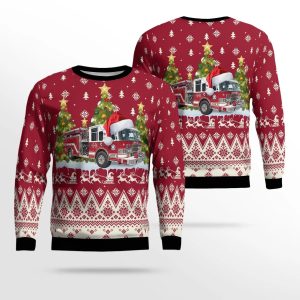 Avalon Volunteer Fire Department, Avalon, NJ Christmas AOP Ugly Sweater – Gifts For Firefighters In Avalon, NJ