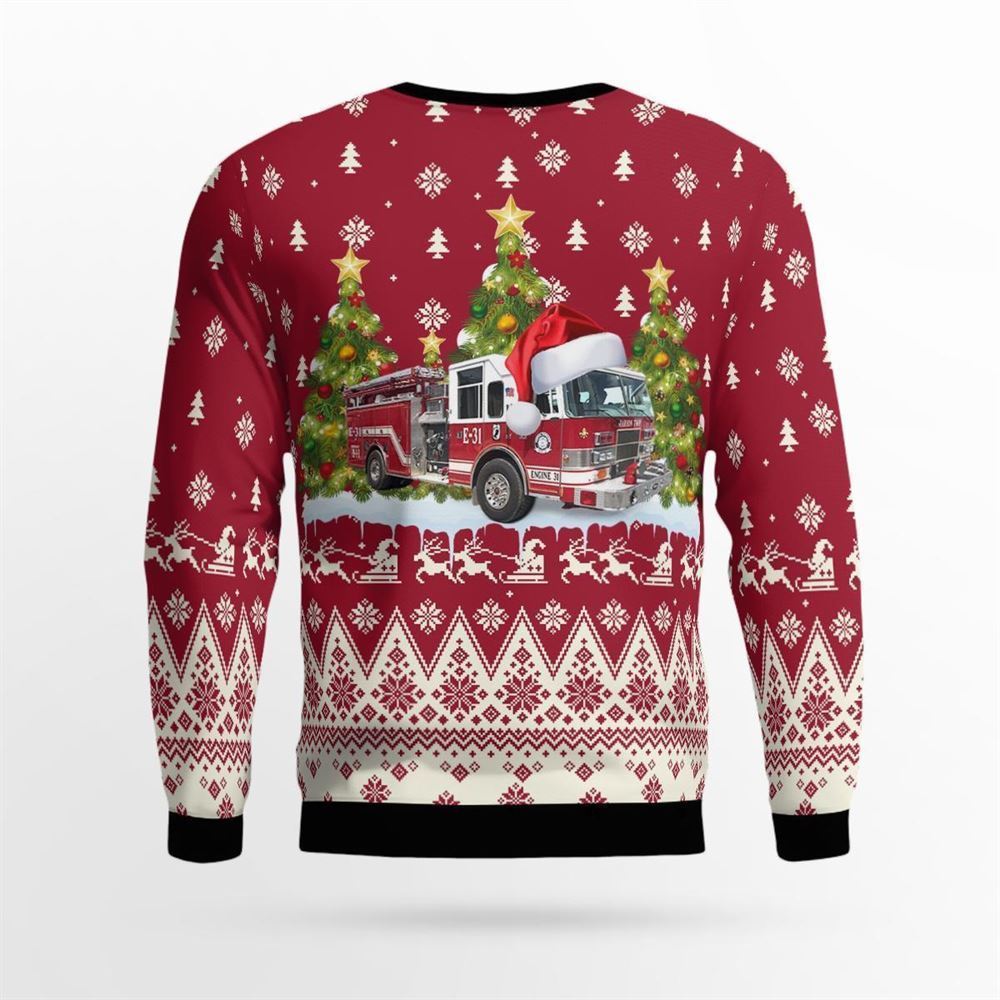 Avalon Volunteer Fire Department, Avalon, NJ Christmas AOP Ugly Sweater – Gifts For Firefighters In Avalon, NJ