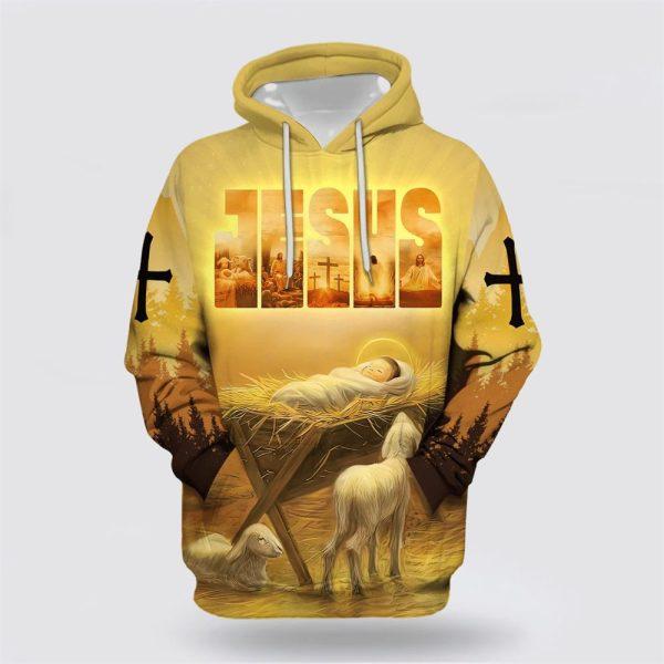 Baby Jesus In A Manger All Over Print 3D Hoodie Jesus Coming Back As A King – Gifts For Christians