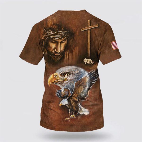 Bald Eagle Jesus And The Lamb All Over Print All Over Print 3D T Shirt – Gifts For Christians