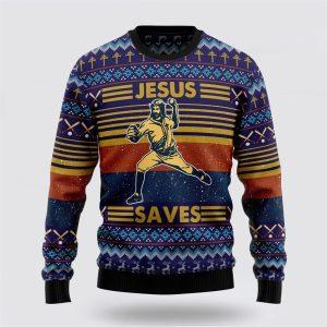 Baseball Jesus Save Ugly Christmas Sweater – Gifts For Christians