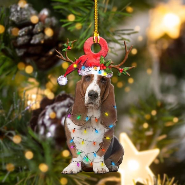 Basset Hounds Christmas Shape Christmas Plastic Hanging Ornament – Funny Ornament