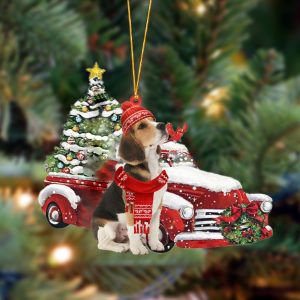 Beagle-Christmas Car Two Sided Christmas Plastic Hanging…