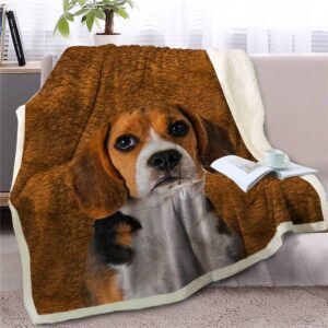 Beagle Face Fleece Throw Blanket – Sherpa…