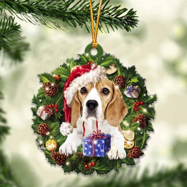Beagle With Santa Hat  Christmas Dog Ornaments  Best Xmas Gifts