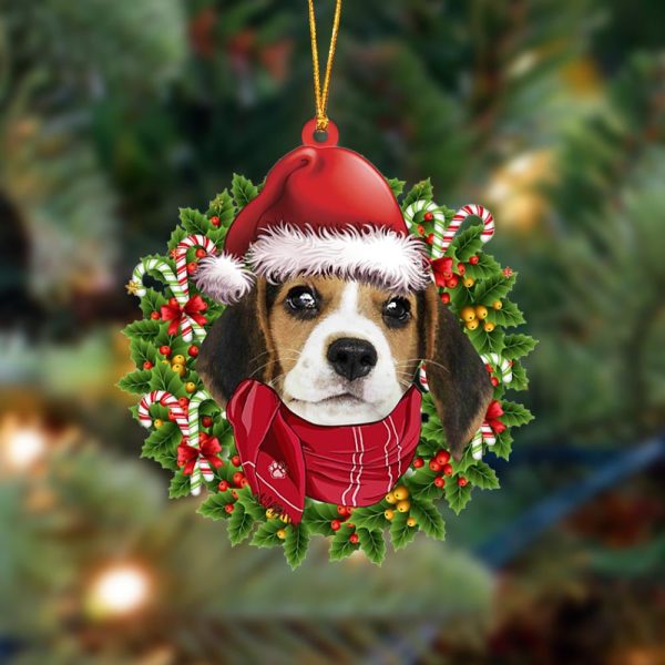 Beagle Xmas Bandana Hanging Christmas Plastic Hanging Ornament – Funny Ornament