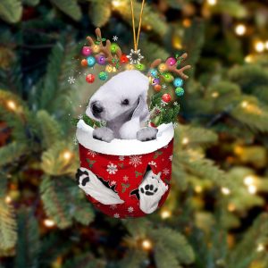 Bedlington Terrier In Snow Pocket Christmas Ornament…