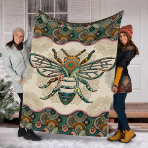 Bee Vintage Mandala Color Fleece Throw Blanket - Throw Blankets For Couch - Best Blanket For All Seasons