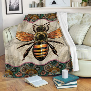 Bee Vintage Mandala Fleece Throw Blanket - Throw Blankets For Couch - Best Blanket For All Seasons