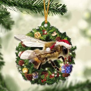 Bee With Santa Hat Christmas Ornaments –…
